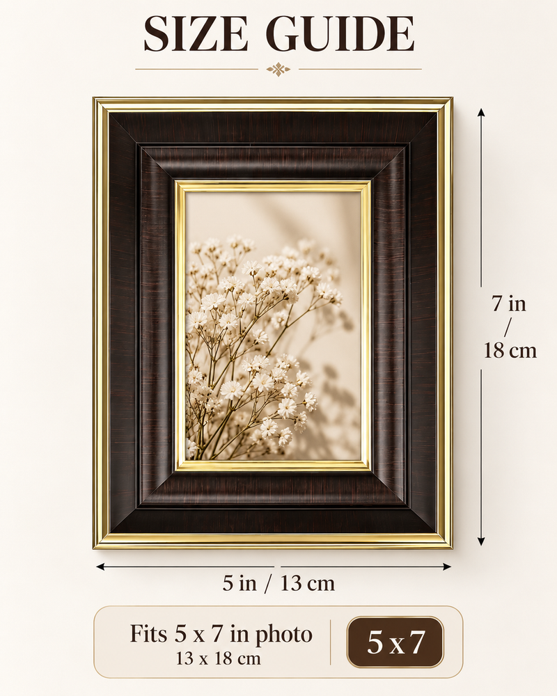 Classic Brown & Gold Photo Frame – 5 × 7 Inch