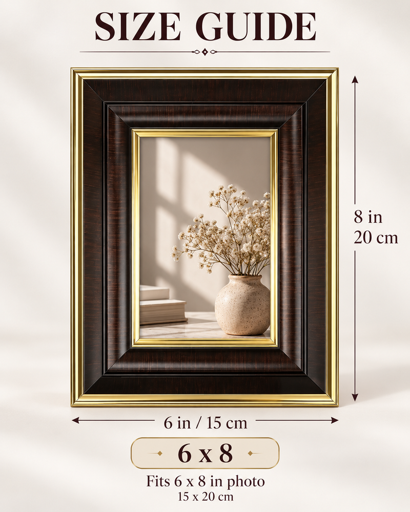 Classic Brown & Gold Photo Frame – 6 × 8 Inch