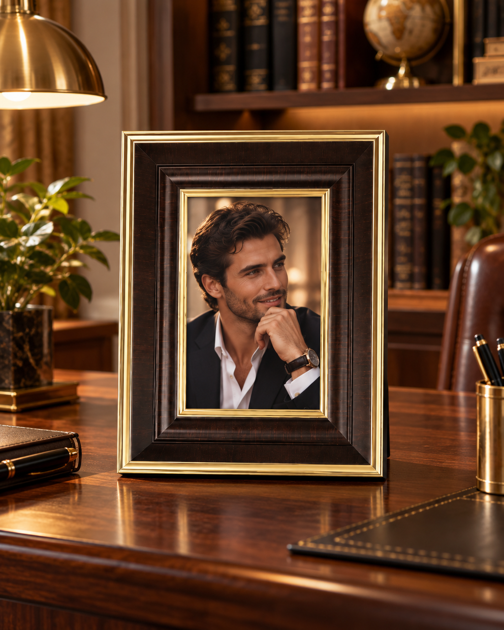 Classic Brown & Gold Photo Frame – 5 × 7 Inch