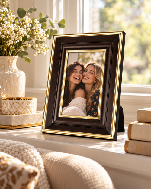 Classic Brown & Gold A4 Photo Frame – 21 × 29.7 cm