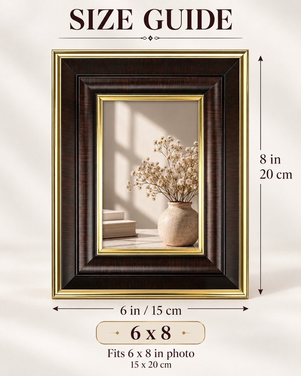Classic Brown & Gold Photo Frame – 6 × 8 Inch
