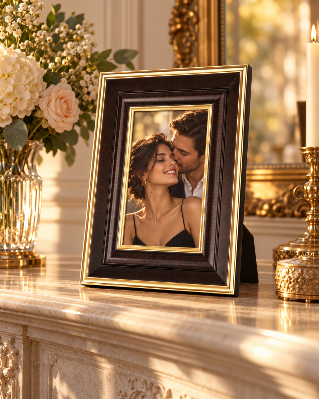 Classic Brown & Gold Photo Frame – 5 × 7 Inch